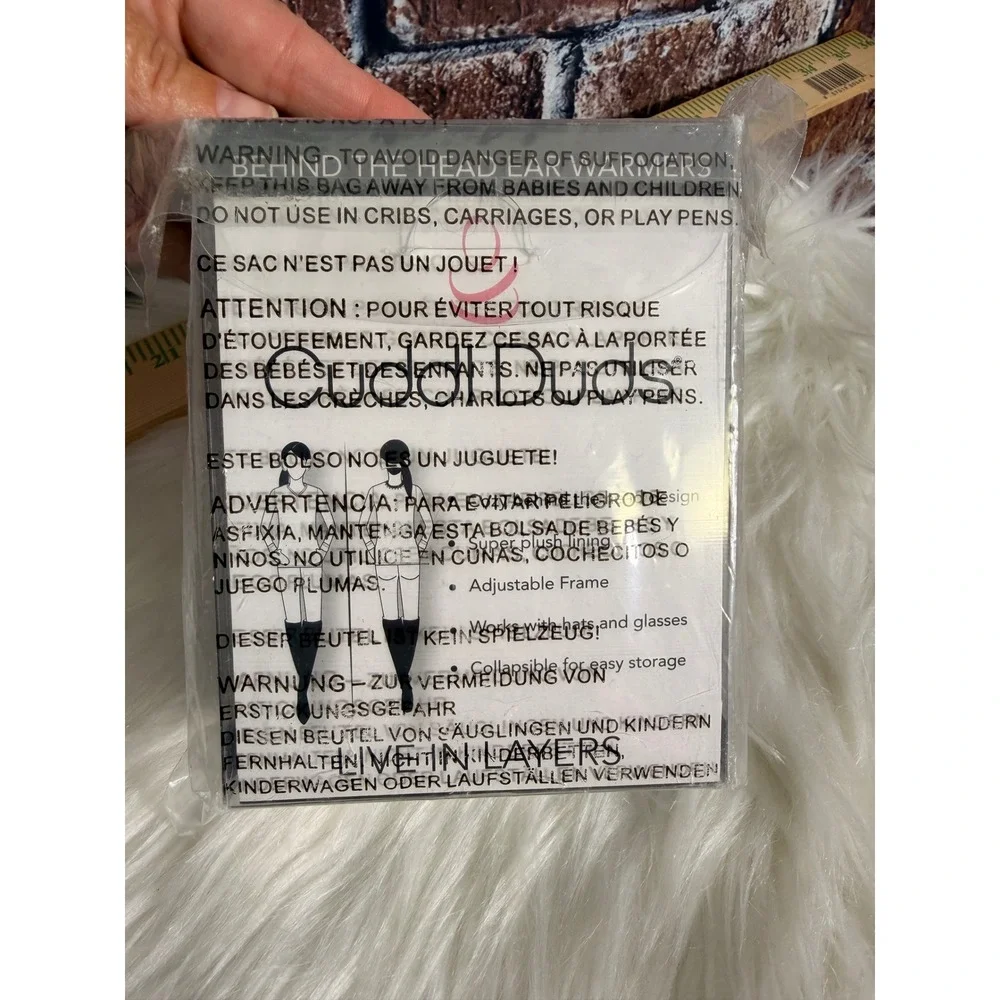 Cuddl Duds Black Behind the Head Ear Warmers Adjustable Faux Fur Lining 17333